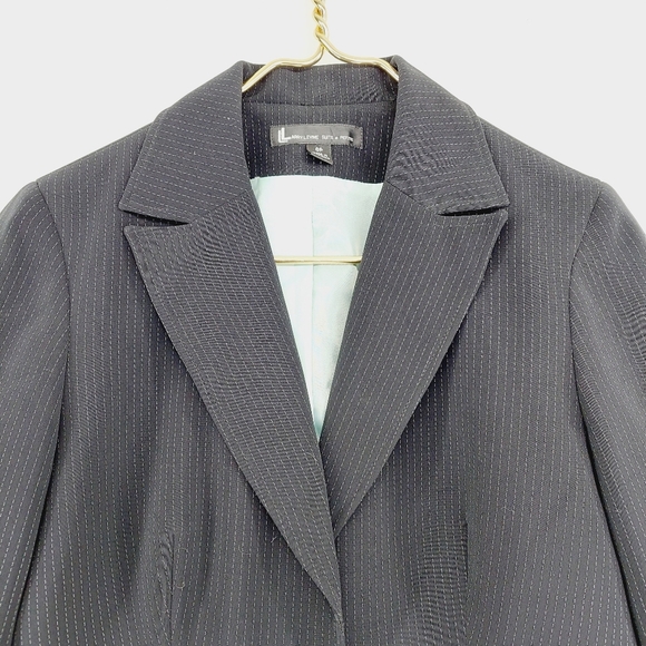 Larry Levine Pin Striped One button Zipped Pockets Suit Petite Blazer P6764 - Picture 2 of 7
